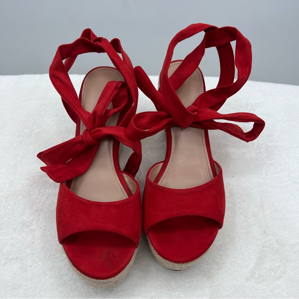 ZBY red espadrilles ladies size 10.